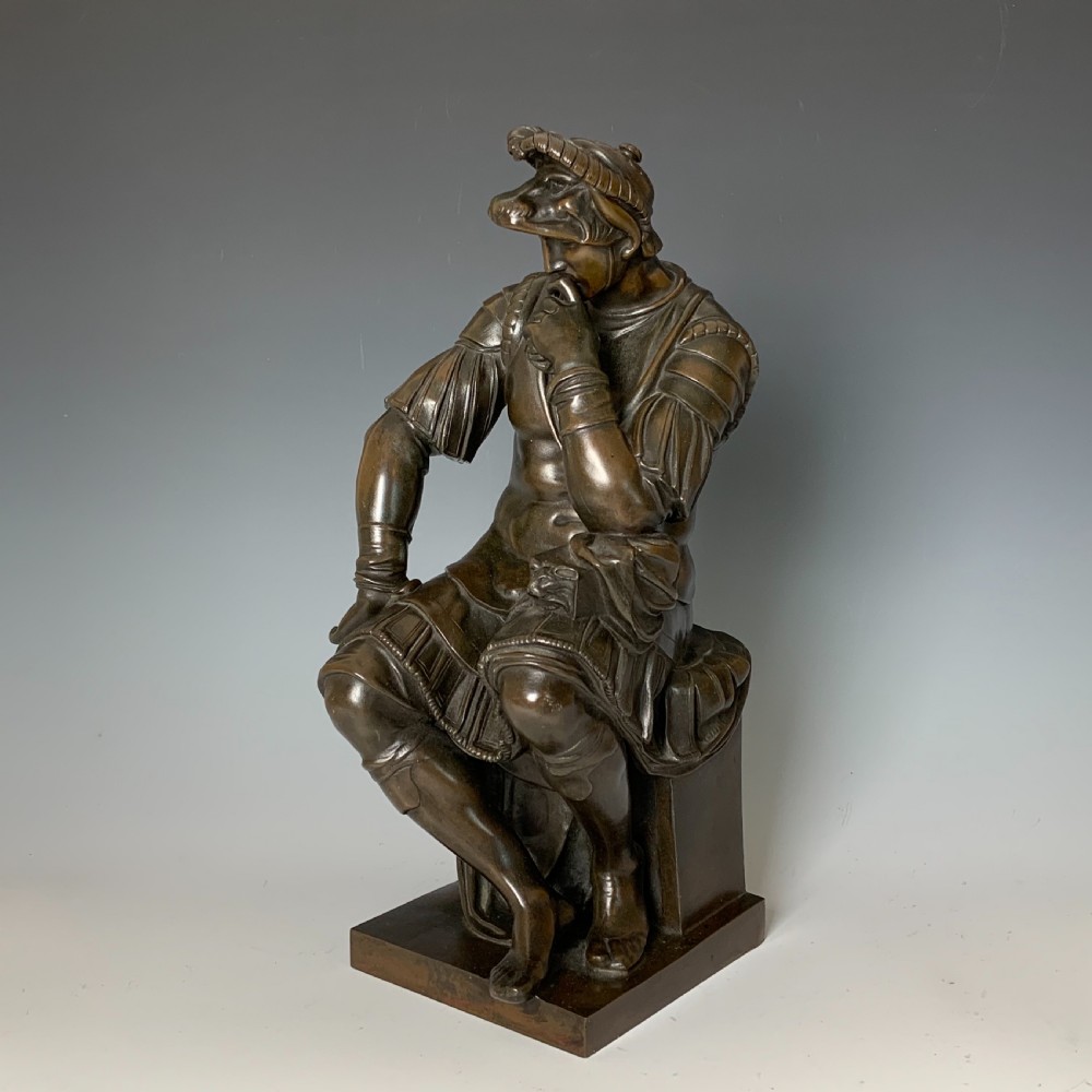 Grand Tour Style Barbedienne 'Laurent De Medicis' (Penseroso) Bronze after Michelangelo View II