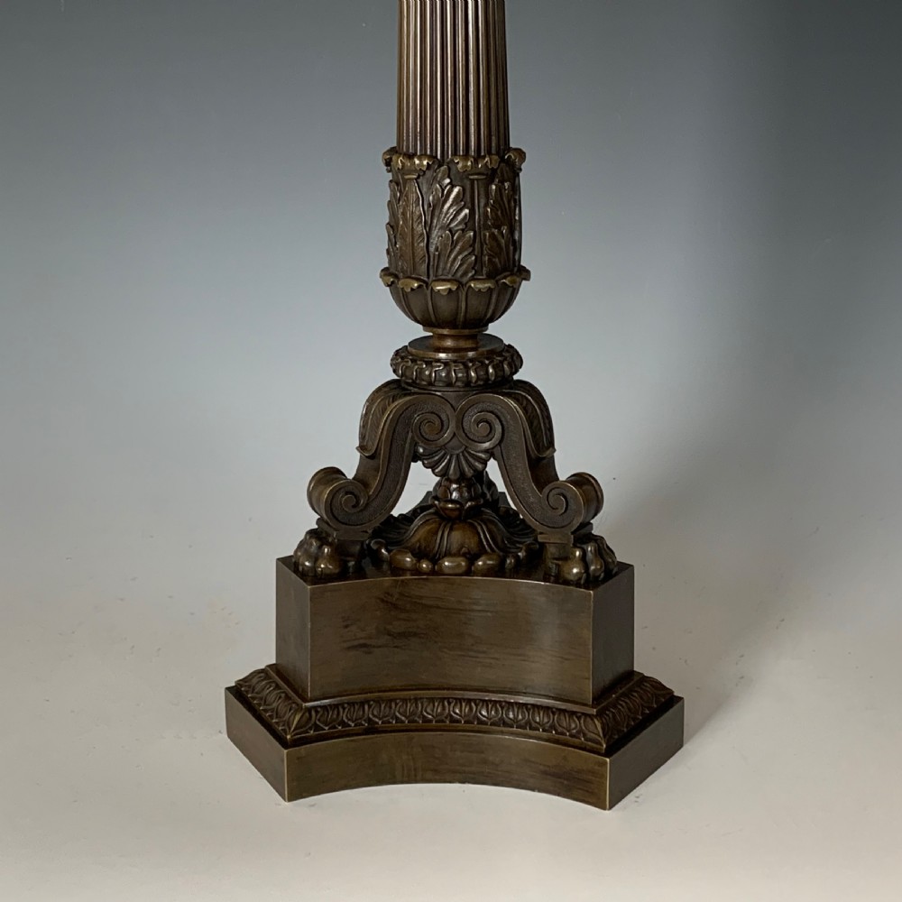 Antique French Charles X Patinated Bronze Six Light Candelabra View IV