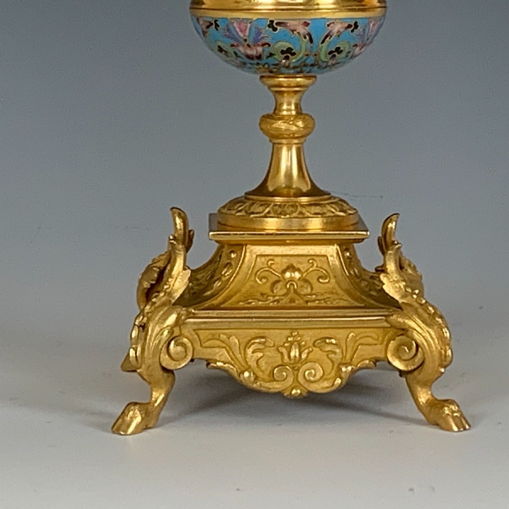 Antique French Champlevé & Gilt Bronze Urns View III
