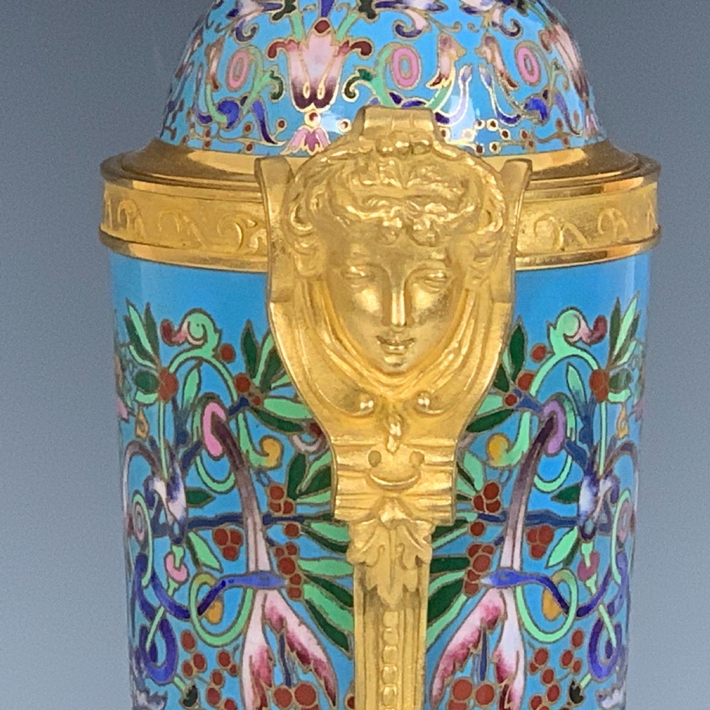 Antique French Champlevé & Gilt Bronze Urns View IV