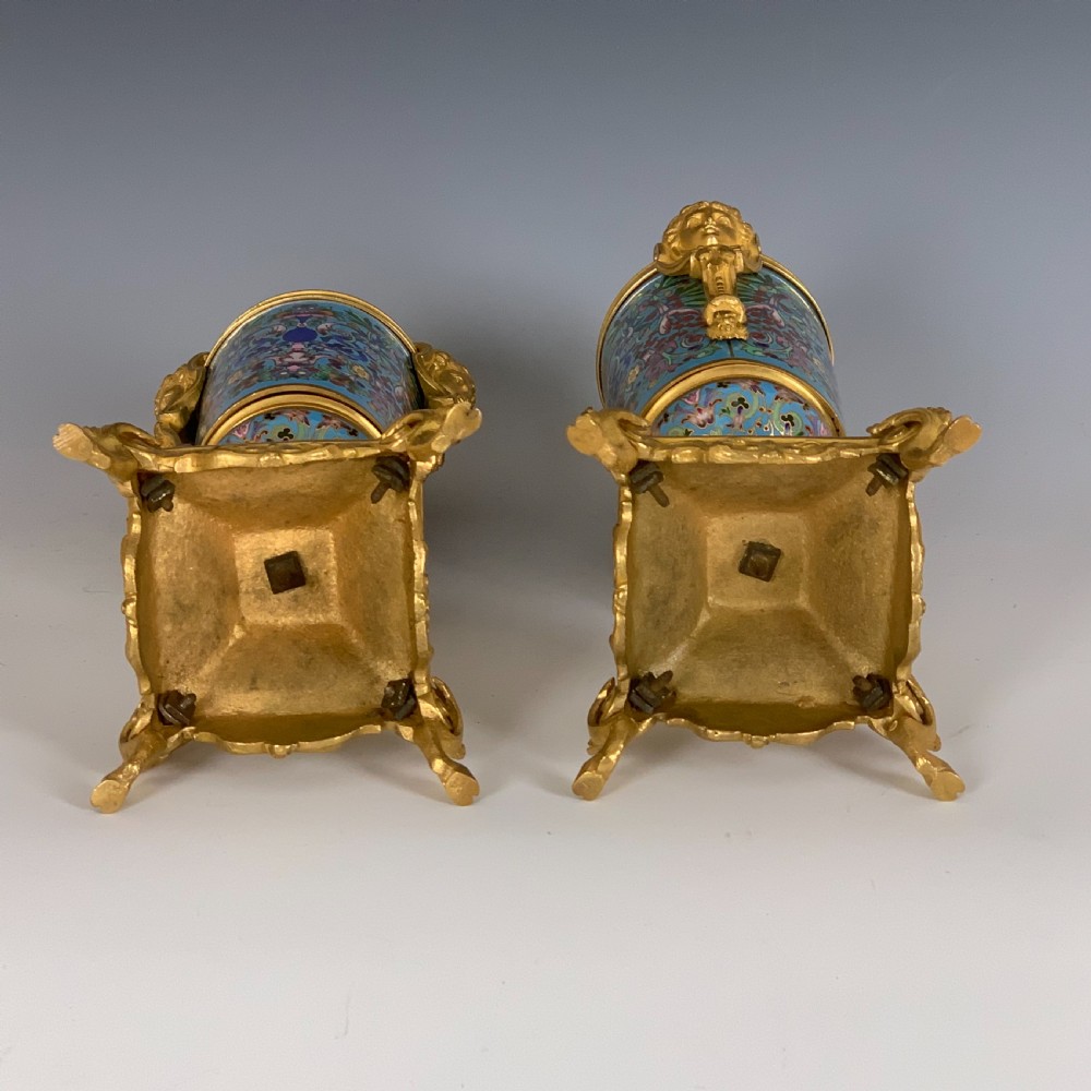 Antique French Champlevé & Gilt Bronze Urns View V