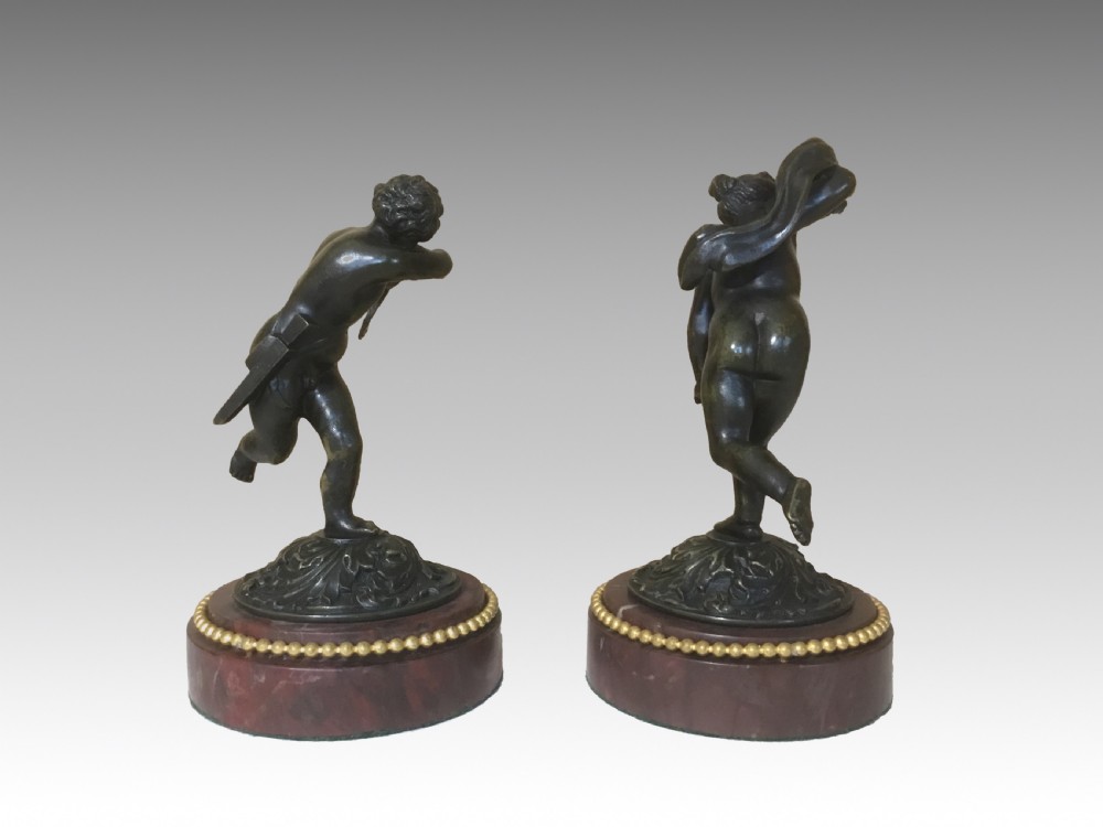 A Pair of antique French Bronze Putti View III
