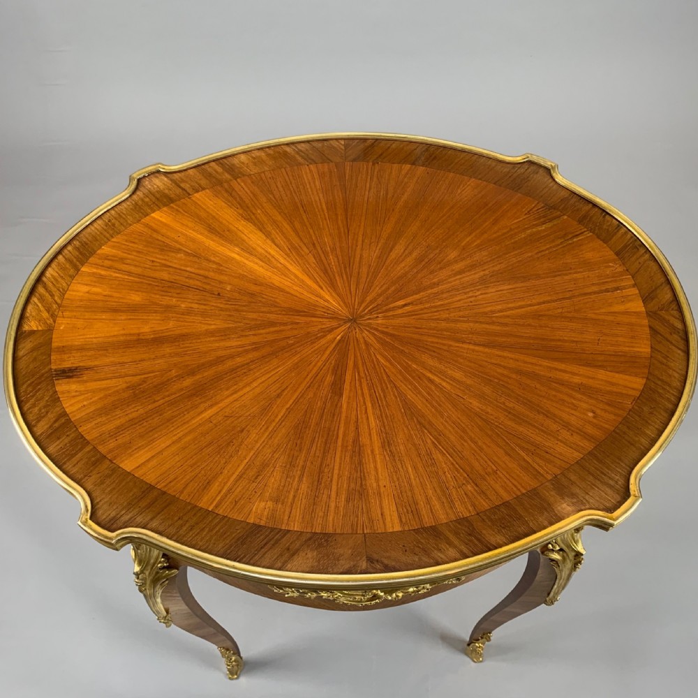 French 19th century Tulipwood & Ormolu mounted Oval Table View IV