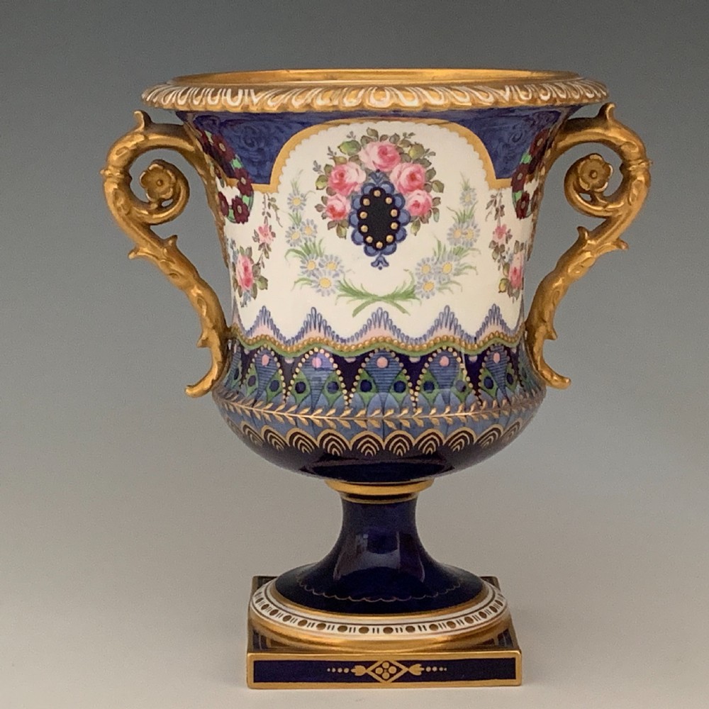 Royal Crown Derby Pedestal Vase Signed Gregory  View IX