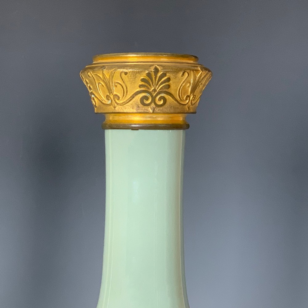 Antique Pair of Chinese Style Celadon Ormolu Mounted Vases View III