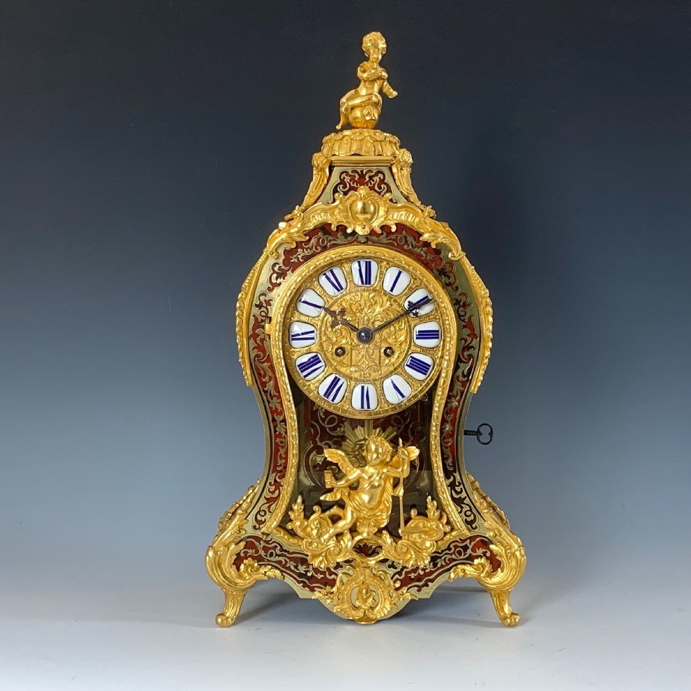 French Napoleon III Gilt Bronze Mounted Boulle Clock in the Louis XIV Style
