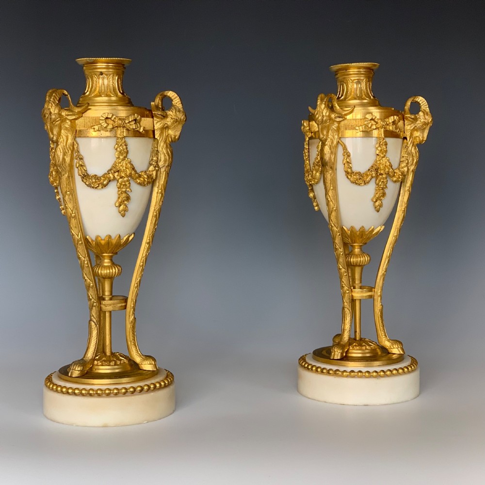 Pair of Napoleon III Gilt Bronze & Marble Cassolettes View II