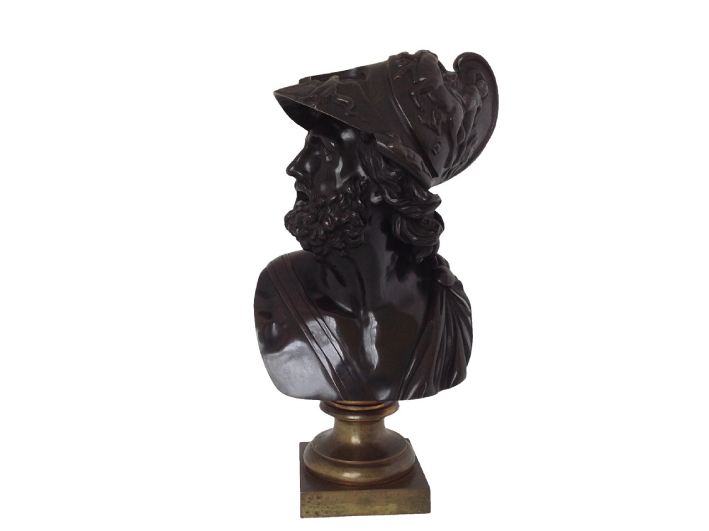 French 19th century Bronze Patinated Bust of Menelaus (Ajax)