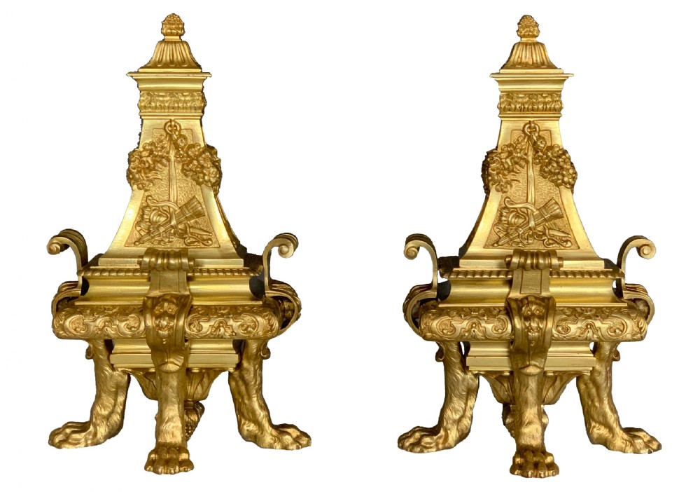 Pair of Antique Victorian Ormolu Chenets View VI