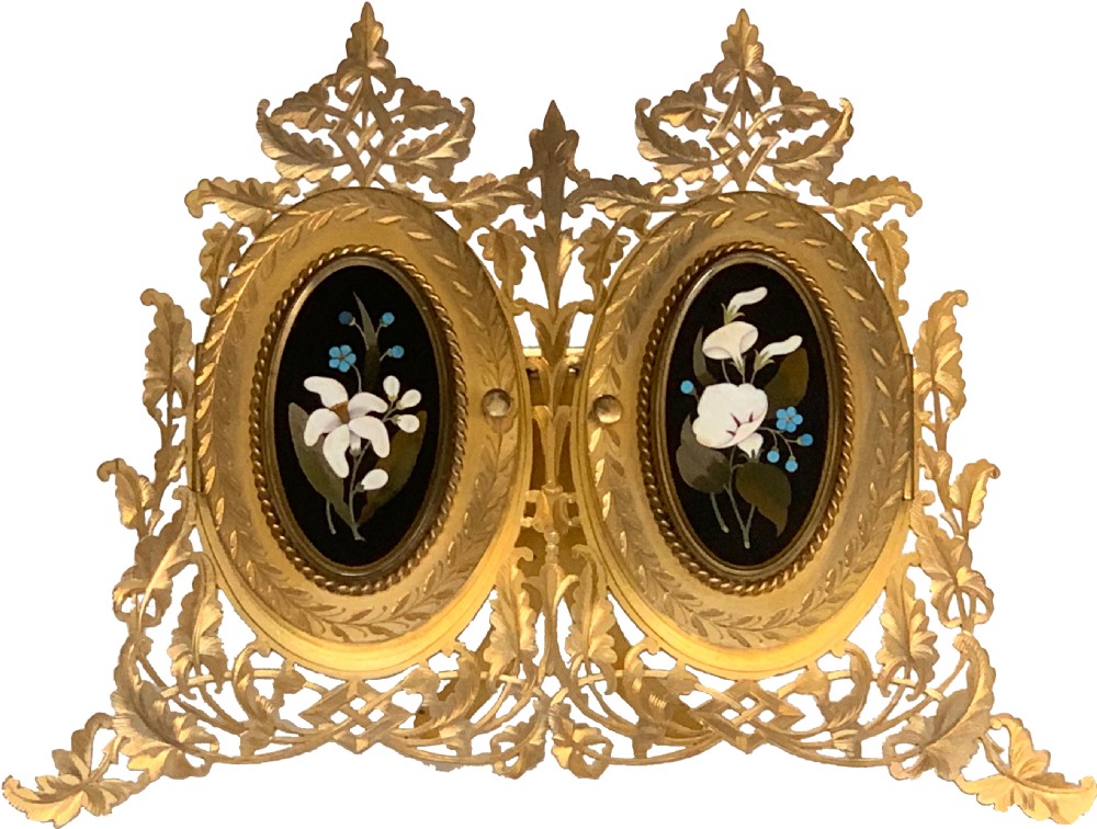 19th Century Gilt Photograph Frame with Florentine Pietra Dura Panels View IV