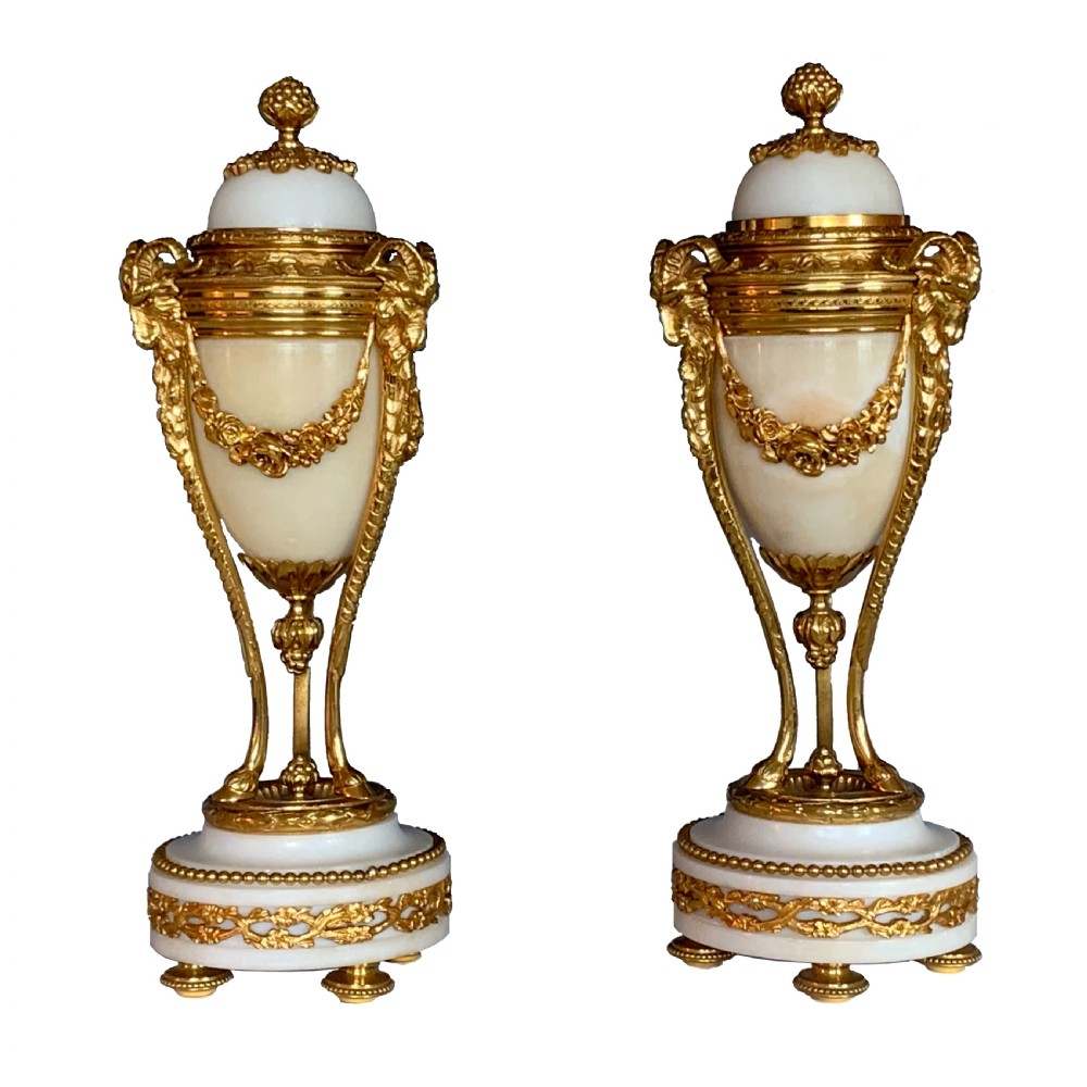 Antique Napoleon III Marble & Gilt Bronze Cassolettes View VII