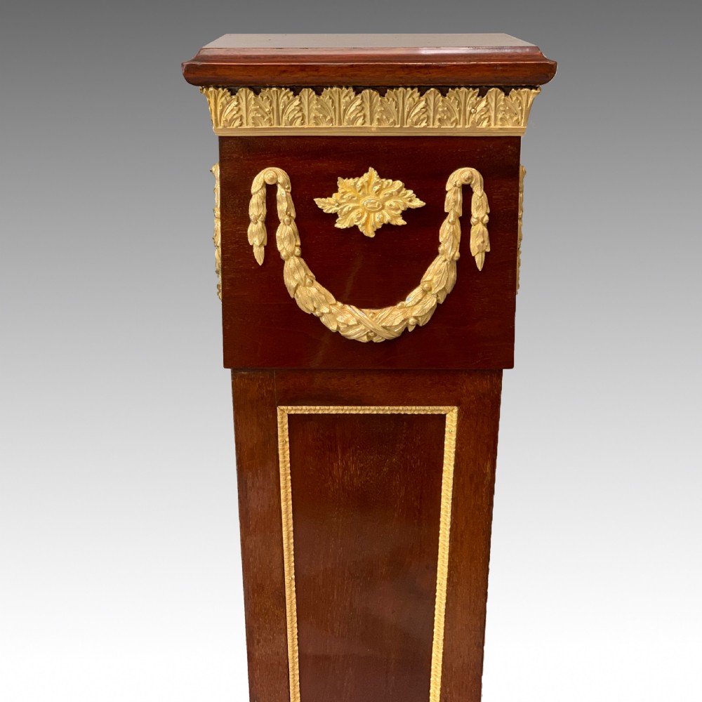 Fine Pair of Victorian Ormolu Mounted Mahogany Pedestals in Louis XVI Style View III