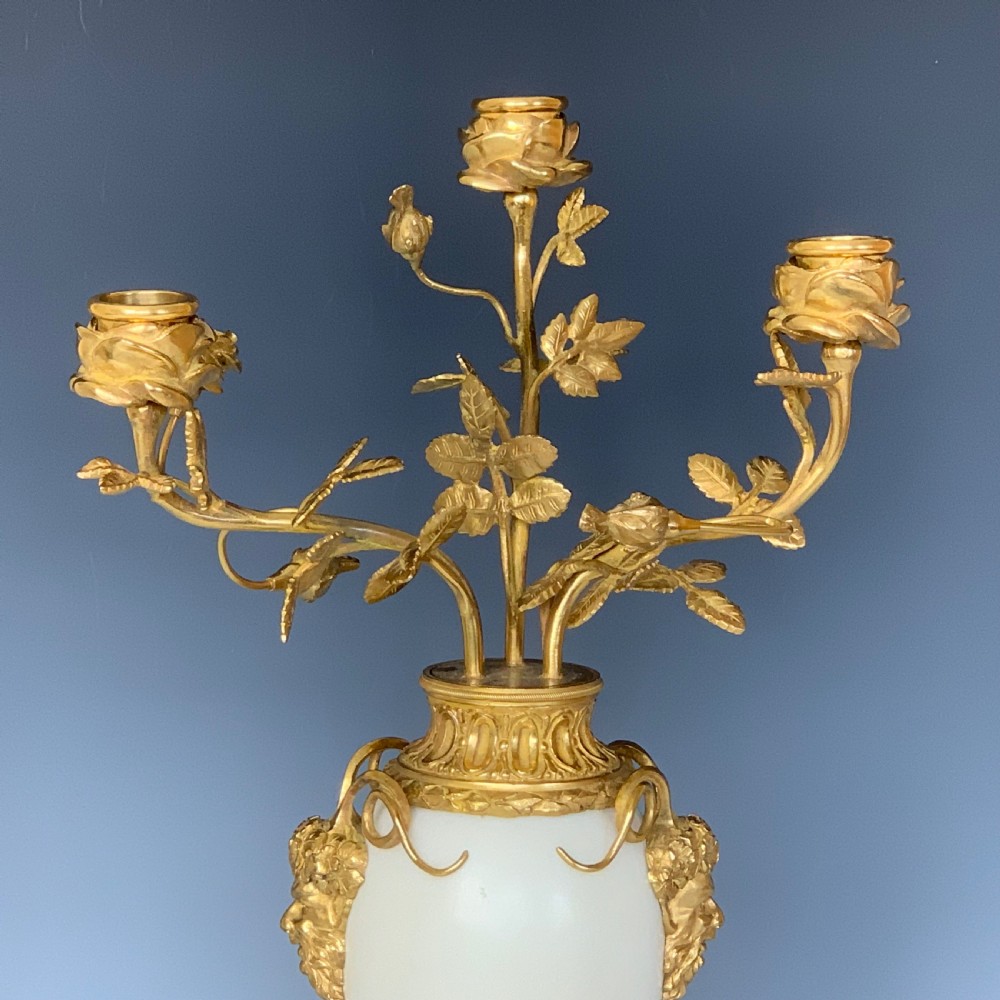 A Pair of 19th Century French Gilt Bronze Mounted Candelabra in Louis XVI Style View II