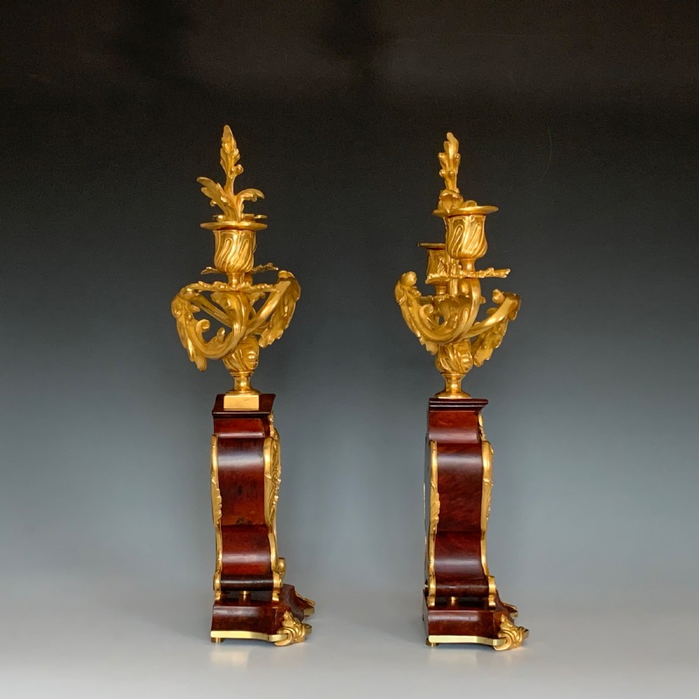 A Pair of 19th Century Boulle Style Ormolu & Tortoiseshell Candelabra  View III