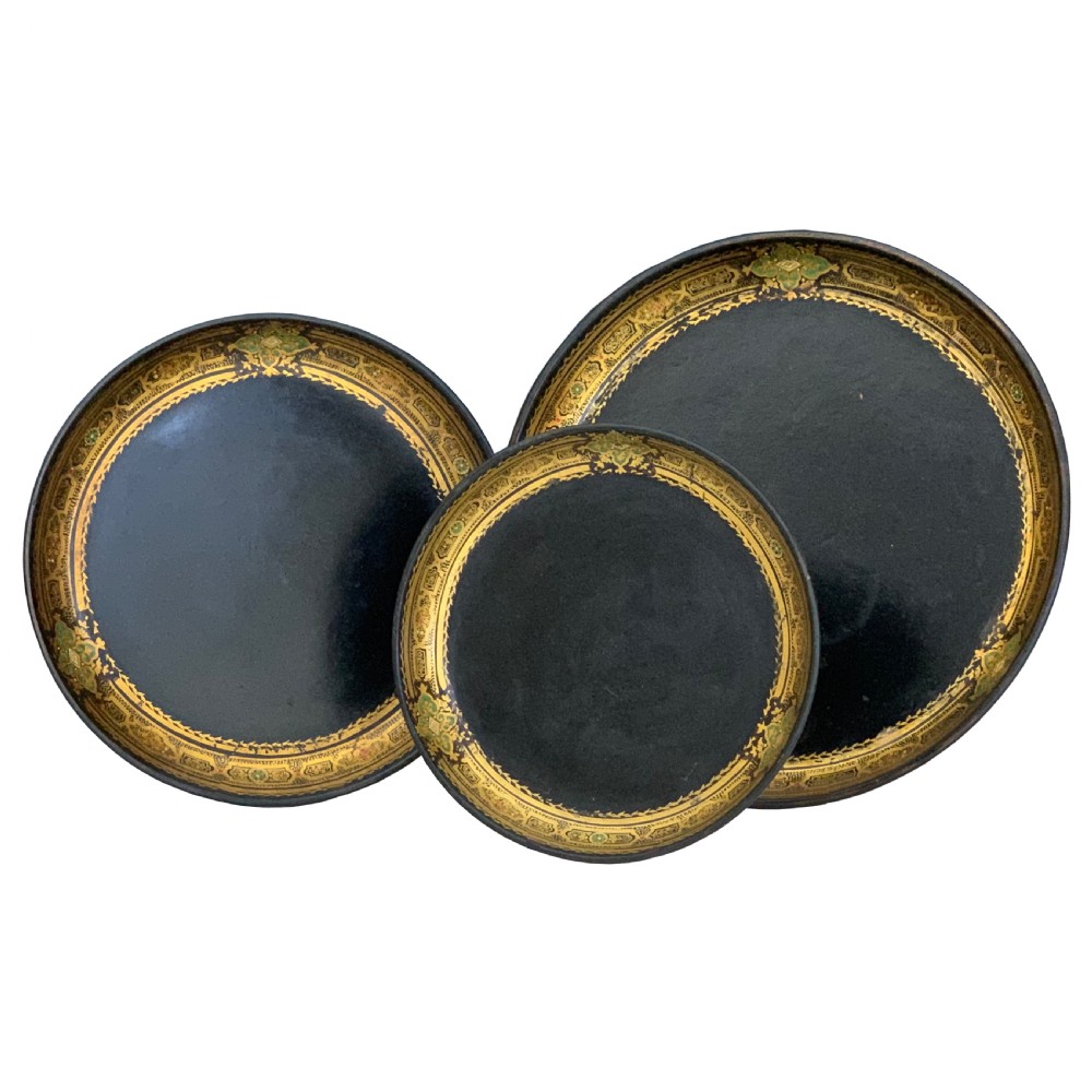A set of Three Graduated Victorian Papier Mache Trays View VI