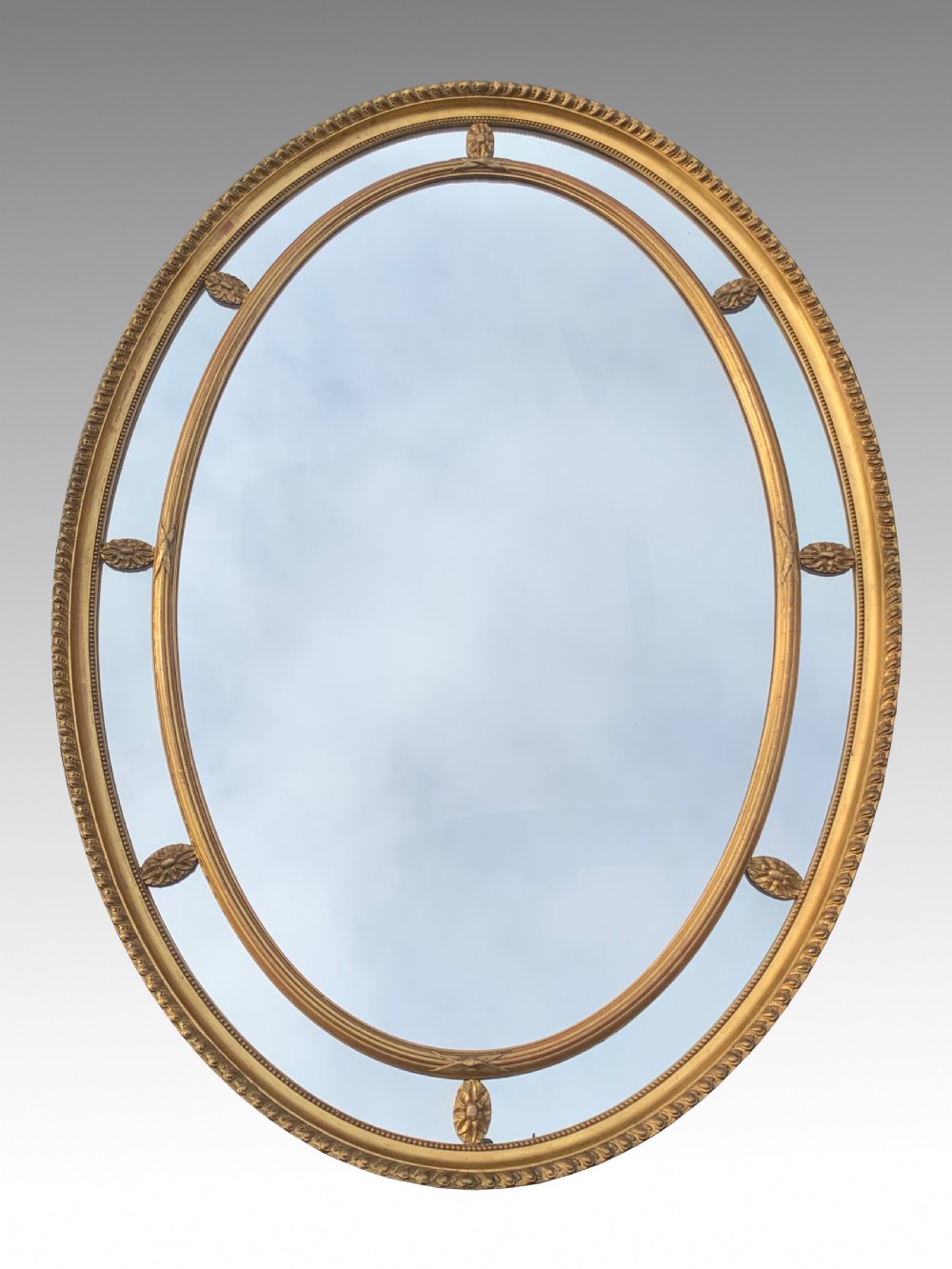 Edwardian Giltwood and Gesso Wall Mirror in the Adam Style