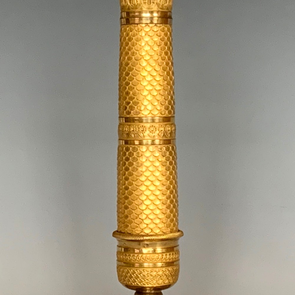 A Pair of French Empire Gilt Bronze Candlesticks View IV