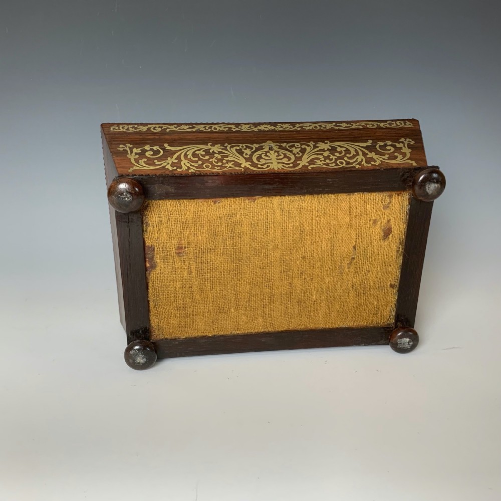 Antique George IV Brass Inlaid Rosewood Sewing Box by Thomas Briggs View IX