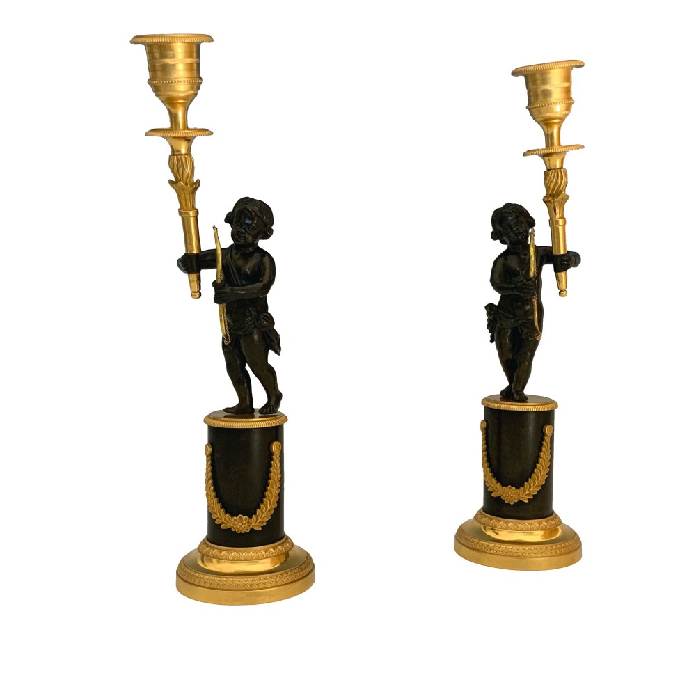 Pair of George IV Ormolu & Bronze Candlesticks