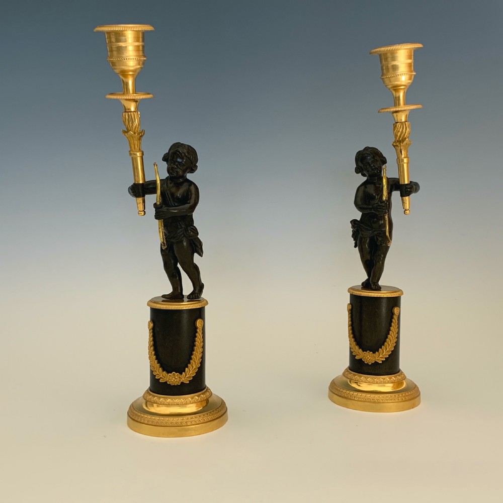 Pair of George IV Ormolu & Bronze Candlesticks View II