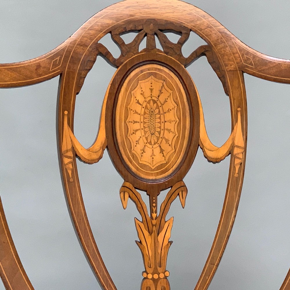 Fine Edwardian Mahogany & Inlaid Antique Arm Chair View VI