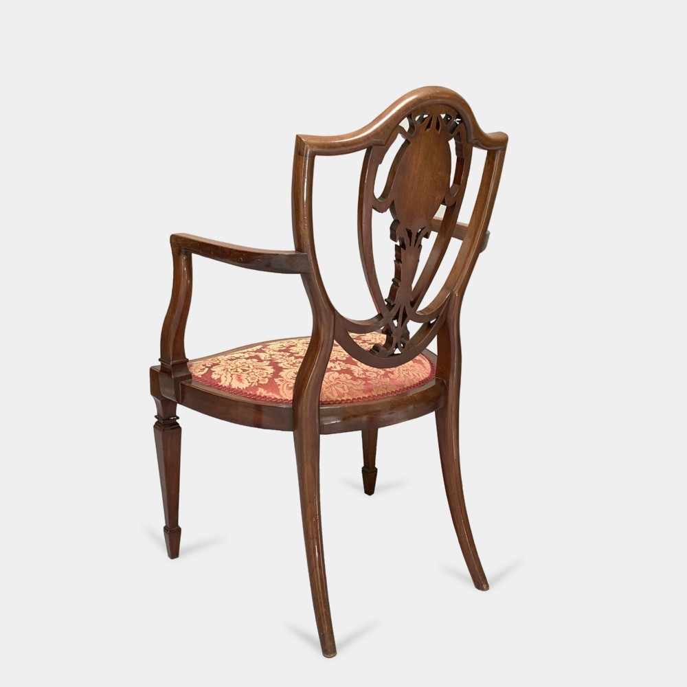 Fine Edwardian Mahogany & Inlaid Antique Arm Chair View VIII
