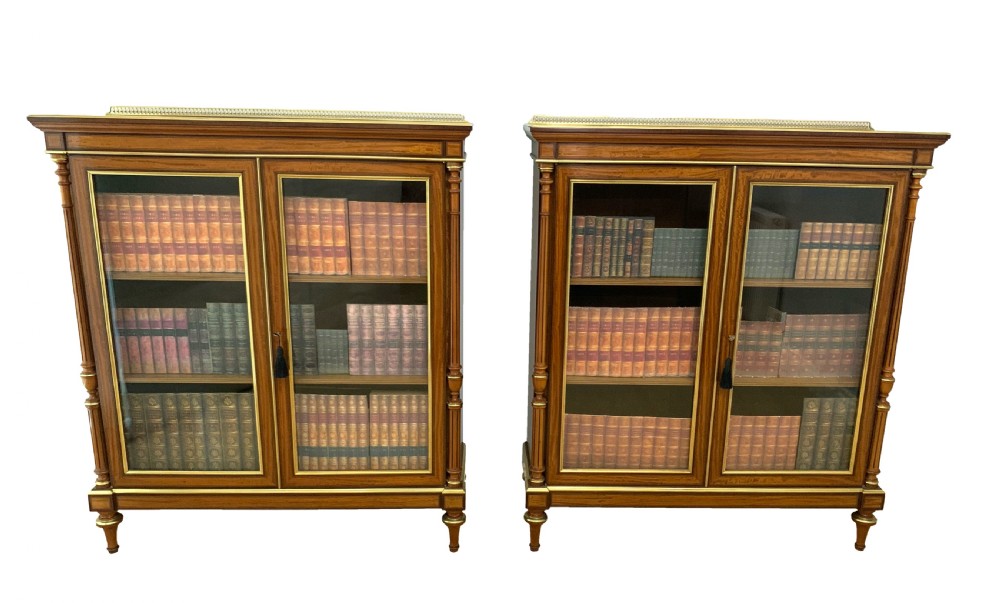Pair of Satinwood Cabinet Bookcases