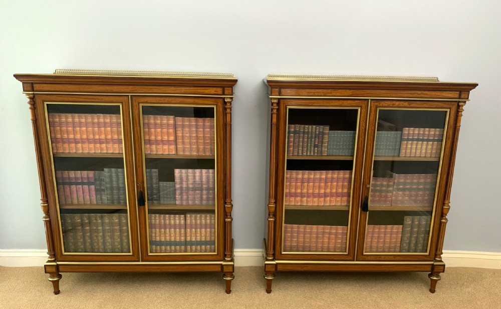 Pair of Satinwood Cabinet Bookcases View III