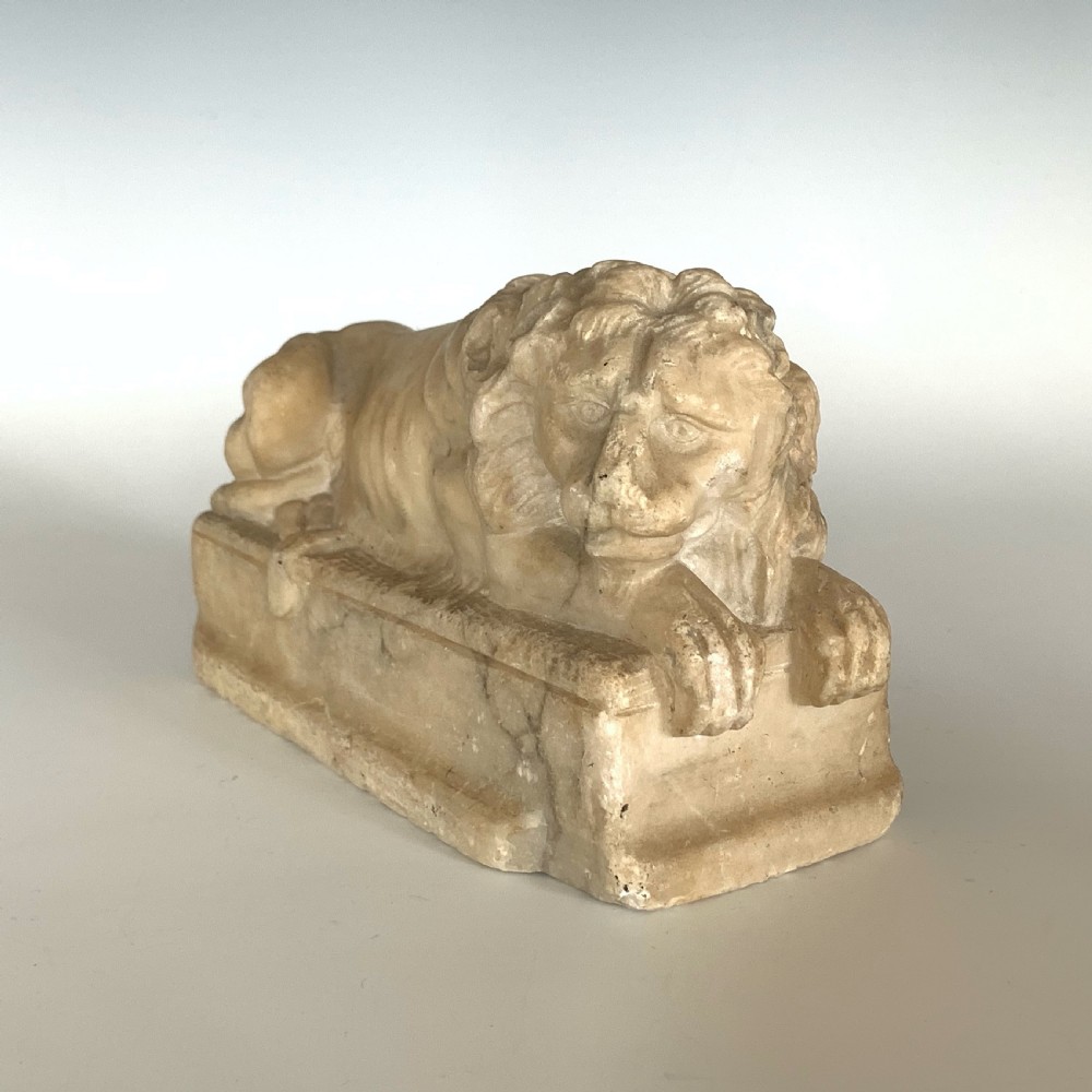 Italian 19th Century Carved Marble Lion after Canova View II