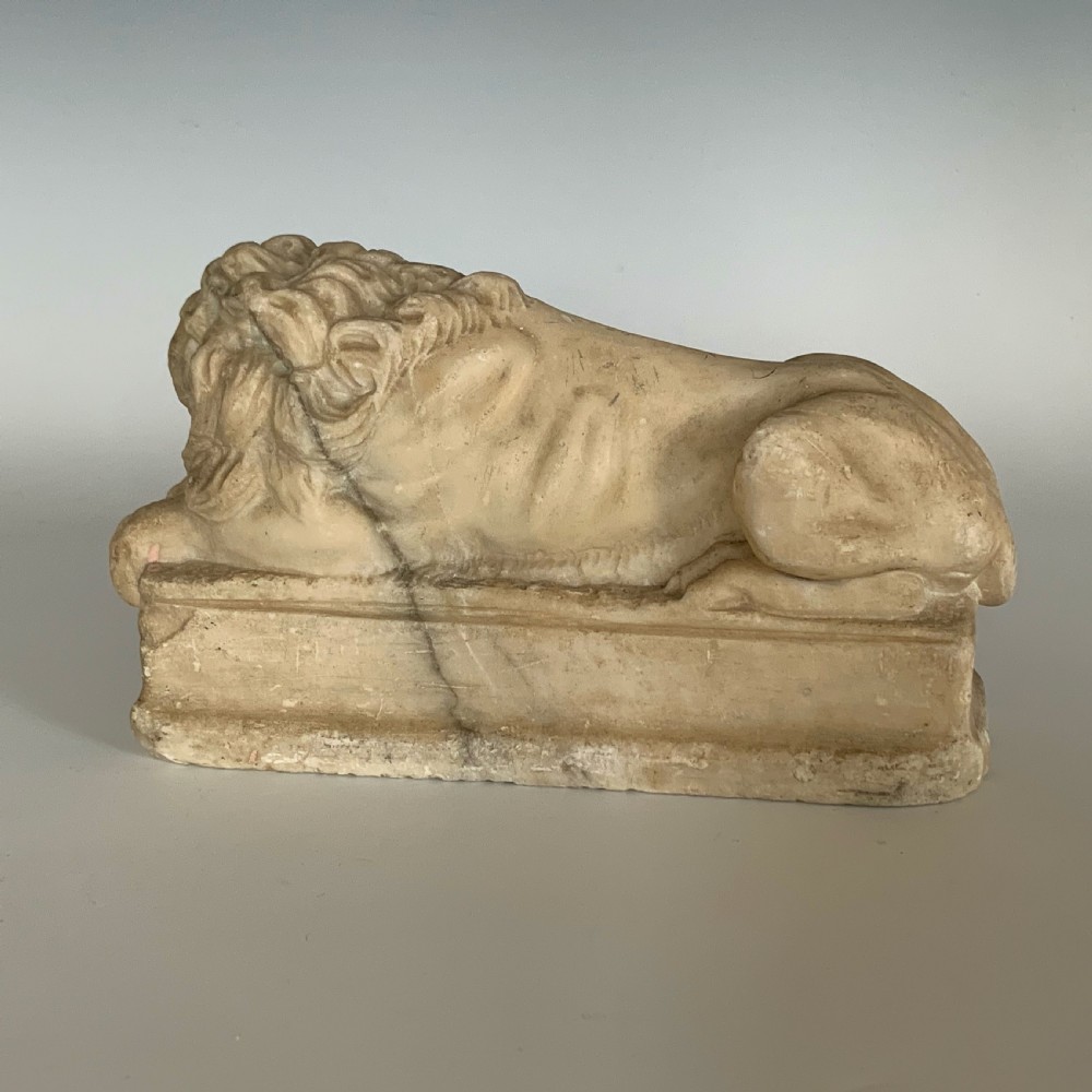 Italian 19th Century Carved Marble Lion after Canova View IV