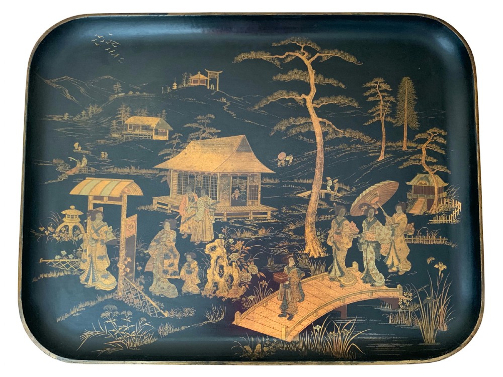 19th Century Papier-Mâché Chinoiserie Tray
