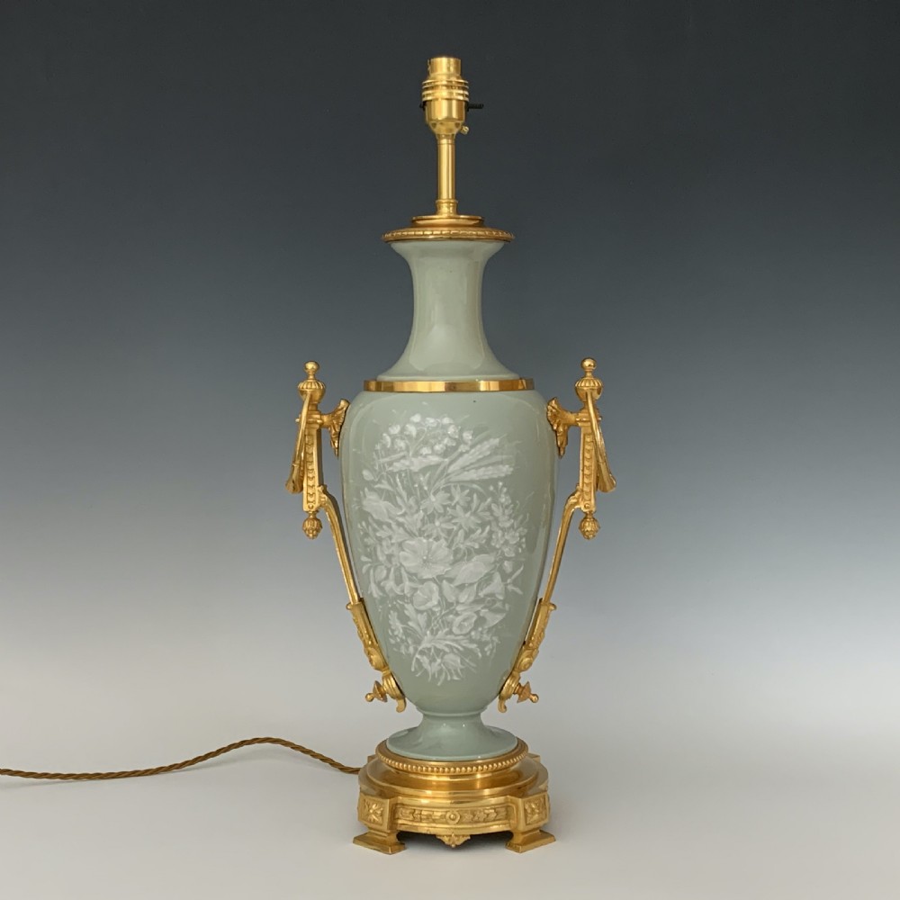 19th Century French Celadon Ground Pate-sur-Pate Lamp View III