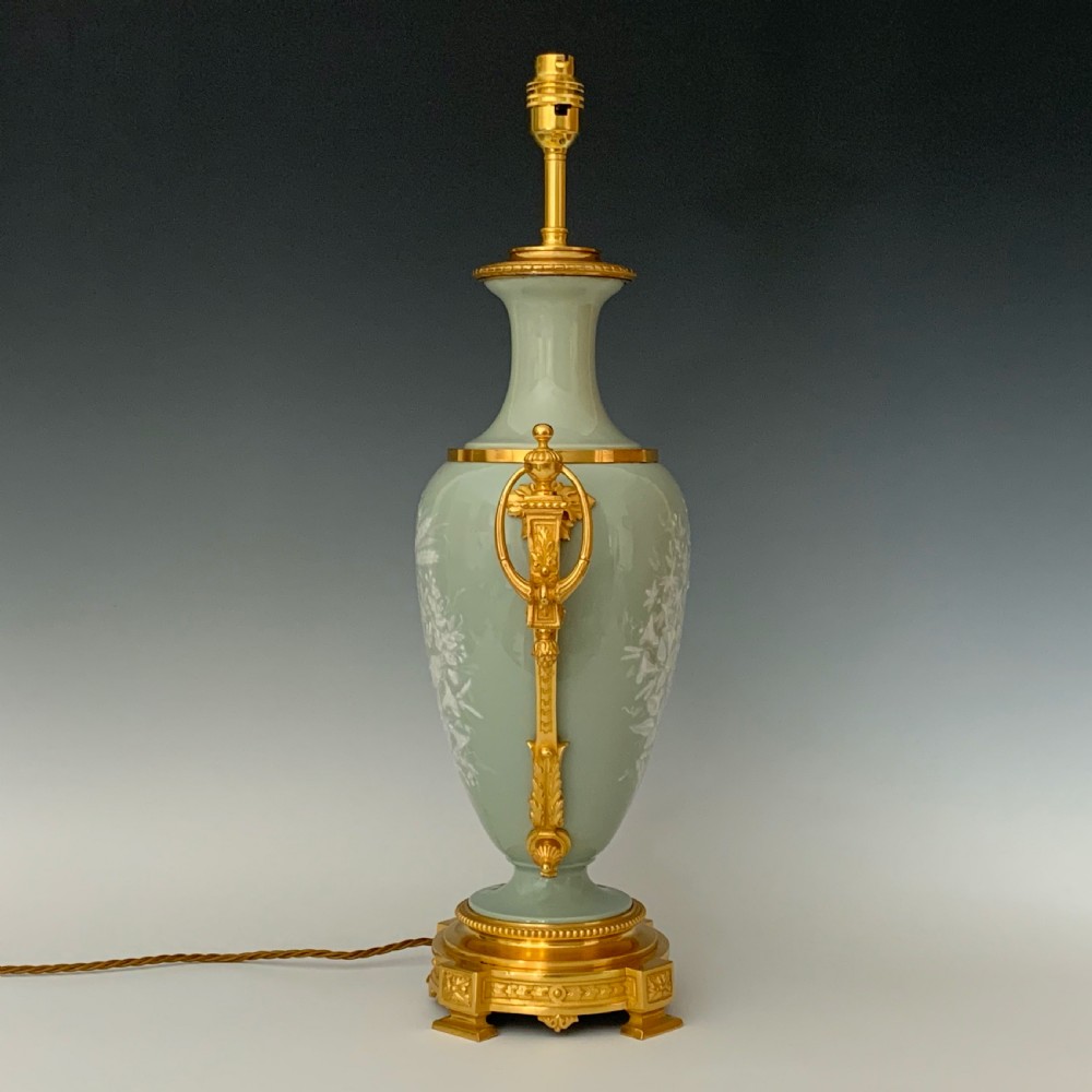 19th Century French Celadon Ground Pate-sur-Pate Lamp View V
