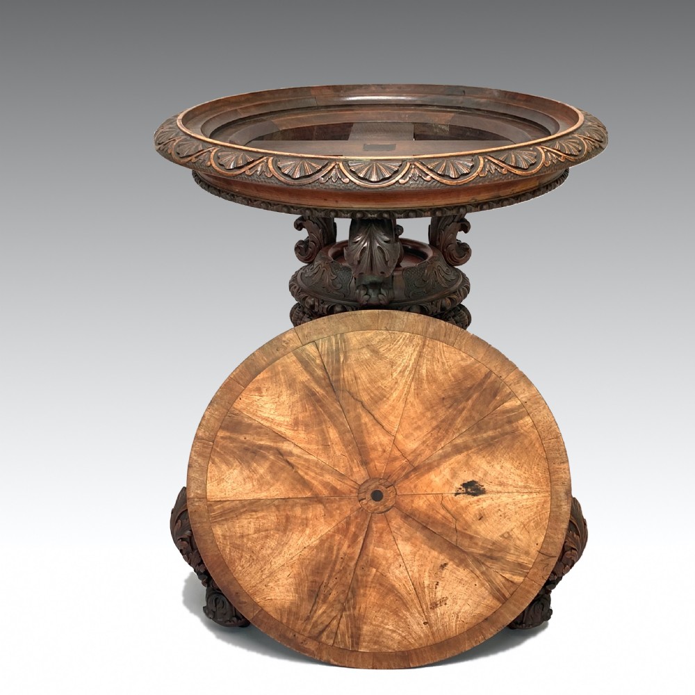 Unusual mid 19th Century Carved Walnut Side Table View III