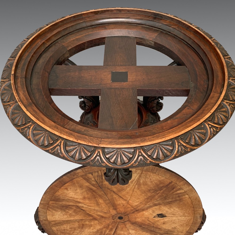 Unusual mid 19th Century Carved Walnut Side Table View IV