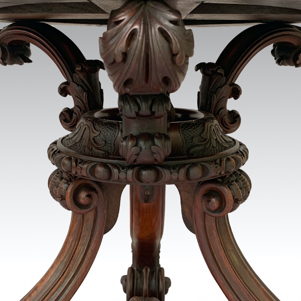 Unusual mid 19th Century Carved Walnut Side Table View V