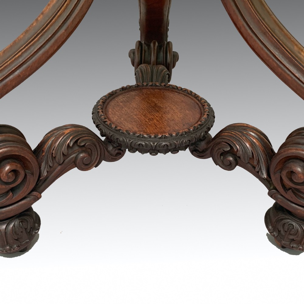 Unusual mid 19th Century Carved Walnut Side Table View VI