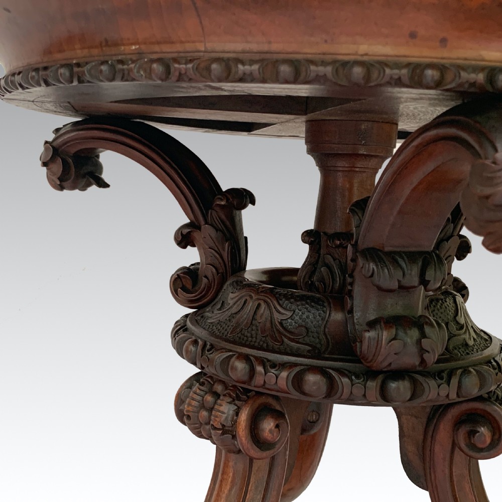 Unusual mid 19th Century Carved Walnut Side Table View VII