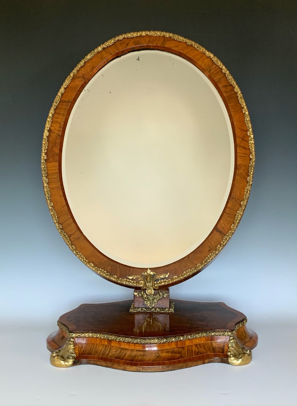Victorian Ormolu Mounted Walnut Toilet Mirror View II