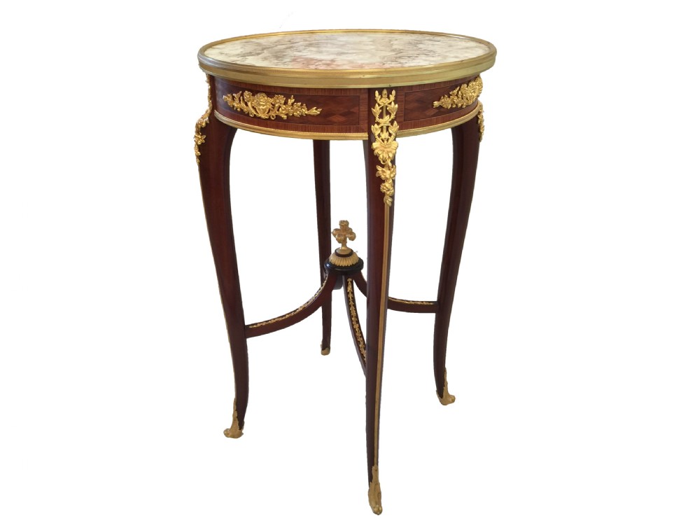 Louis XV Style Kingwood Marble Topped Table Ambulante by Francois Linke