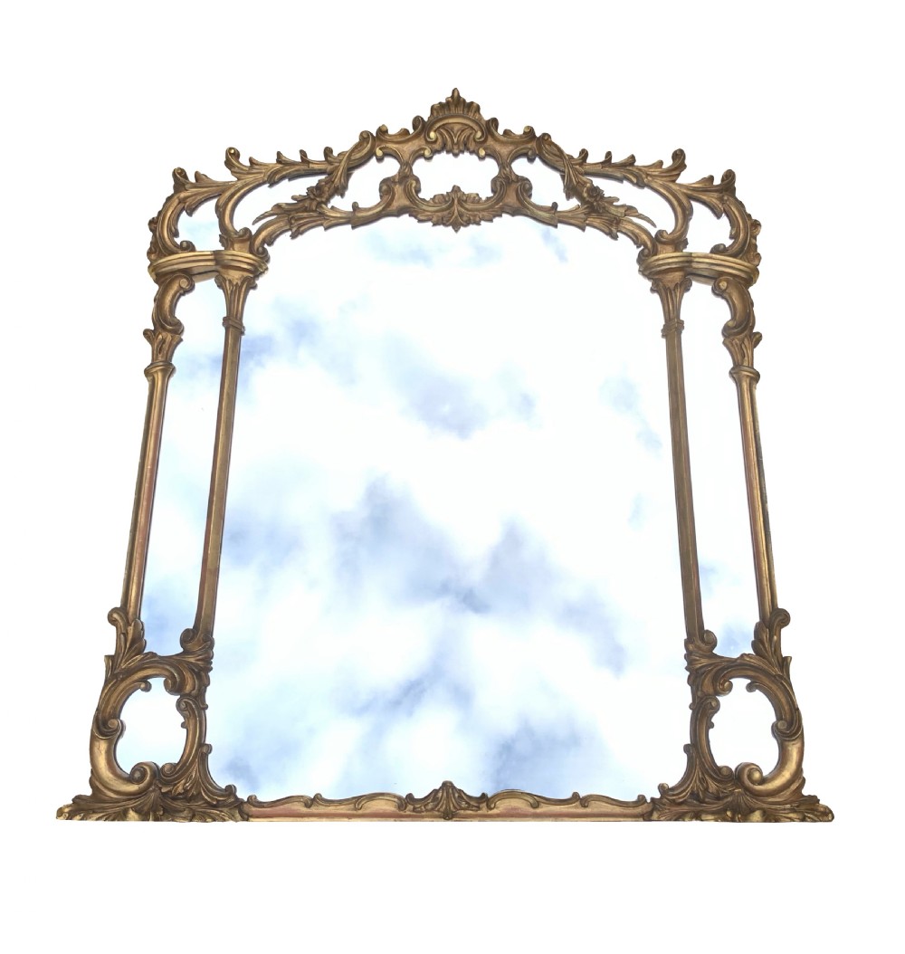 Antique Victorian Giltwood Overmantel Mirror