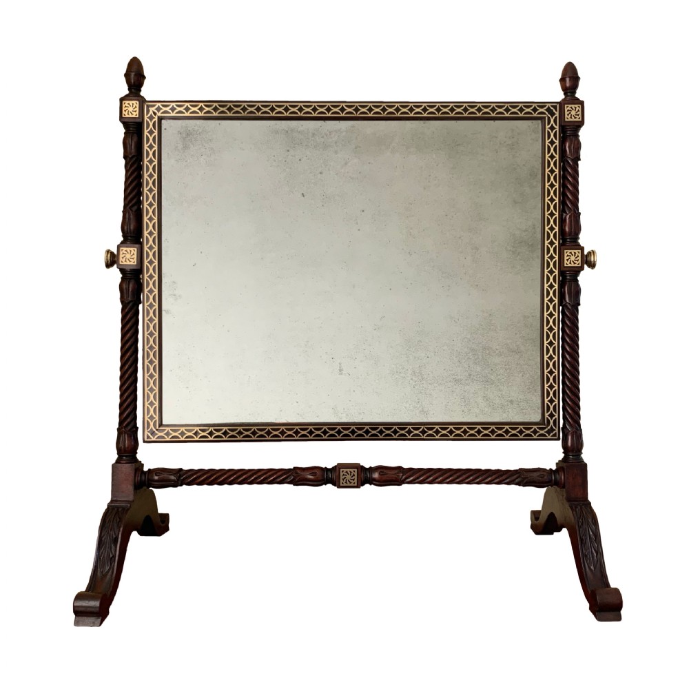 Antique George IV Brass Inlaid Dressing Table Mirror View VIII
