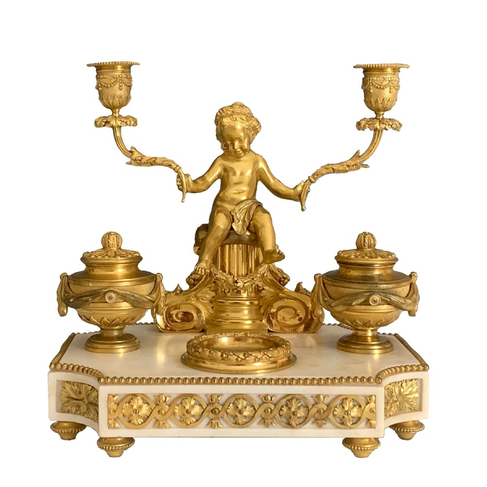 Antique French Louis XVI Style Ormolu Encrier by Blaise Millet