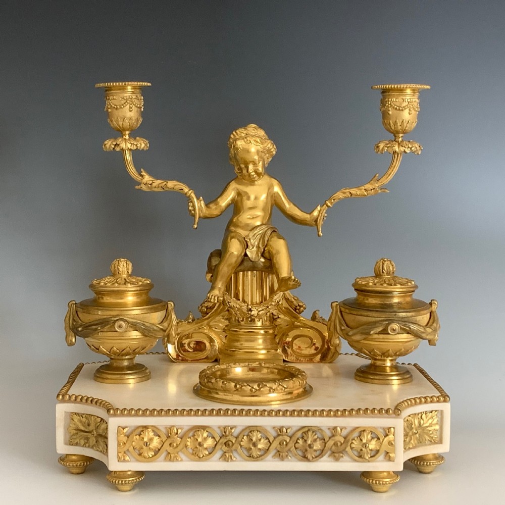 Antique French Louis XVI Style Ormolu Encrier by Blaise Millet View II