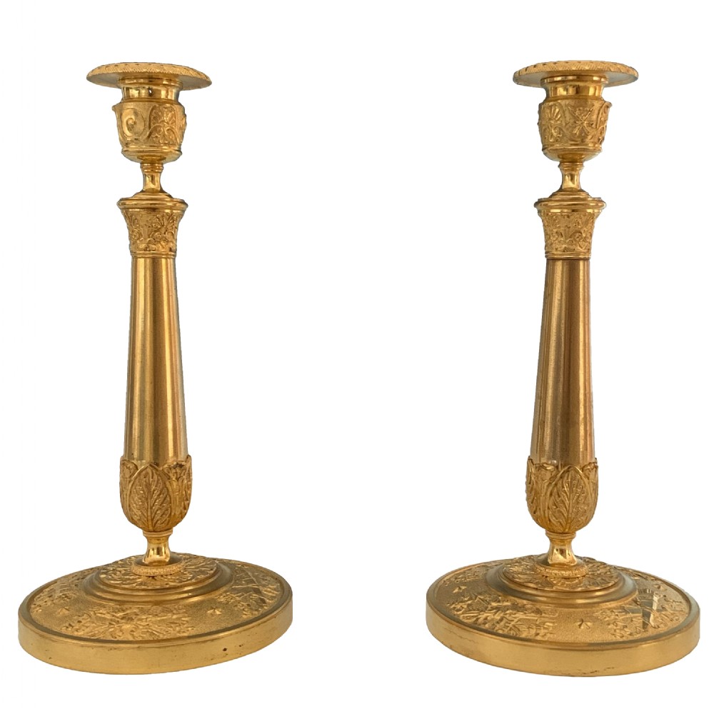 Antique French pair of Charles X Ormolu Candlesticks