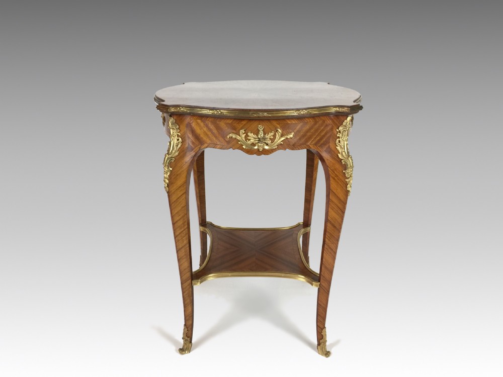 French Belle Epoque Kingwood Parquetry Table Ambulante Retailed by Maples View III