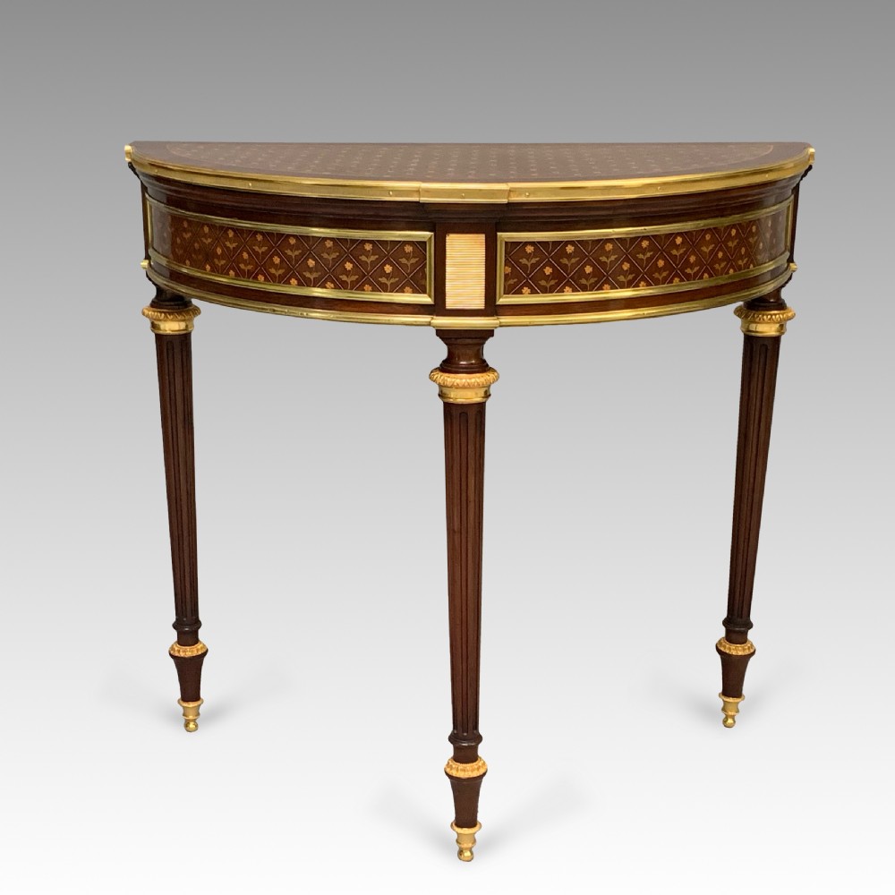 Antique French Louis XVI Style Demilune Card Table