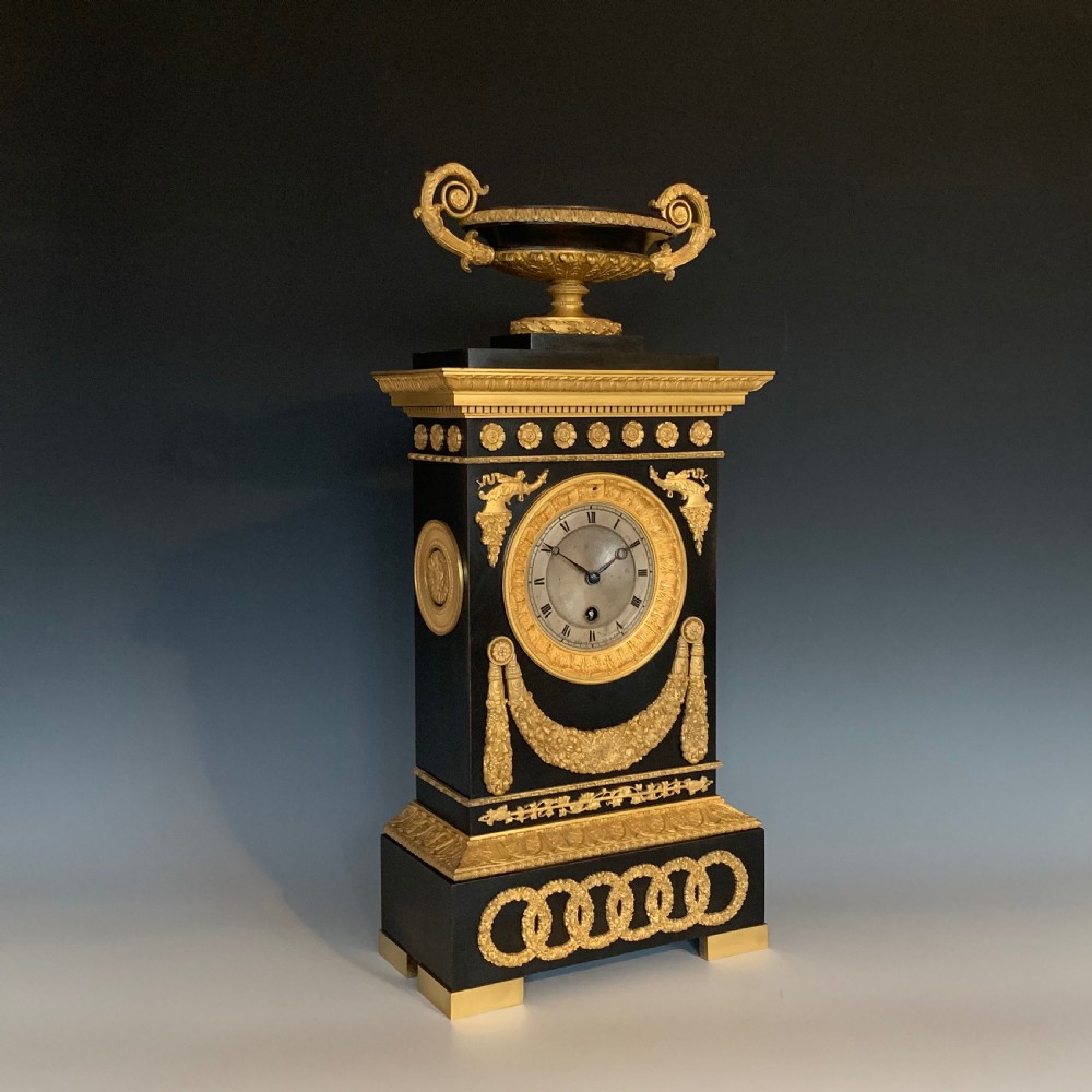 Antique French Restauration Period Bronze & Gilt Timepiece by Cleret View III