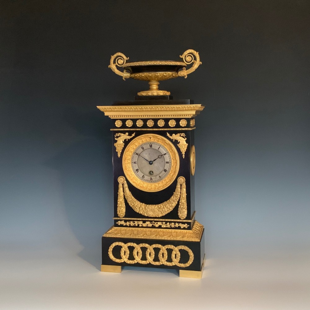 Antique French Restauration Period Bronze & Gilt Timepiece by Cleret View IV