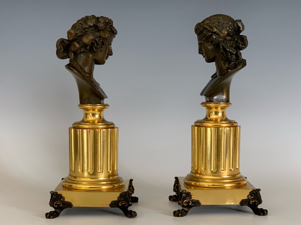 Pair of French 'Grand Tour' Apollo & Bacchus Bronze Busts View IV
